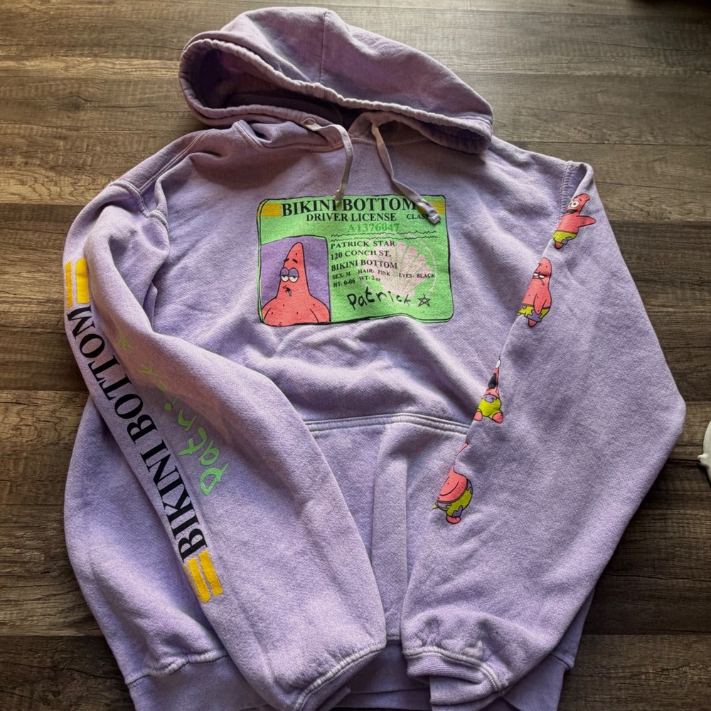 Nickelodeon Patrick Star Hoodie Purple Bikini Bottom Driver License Mens Medium